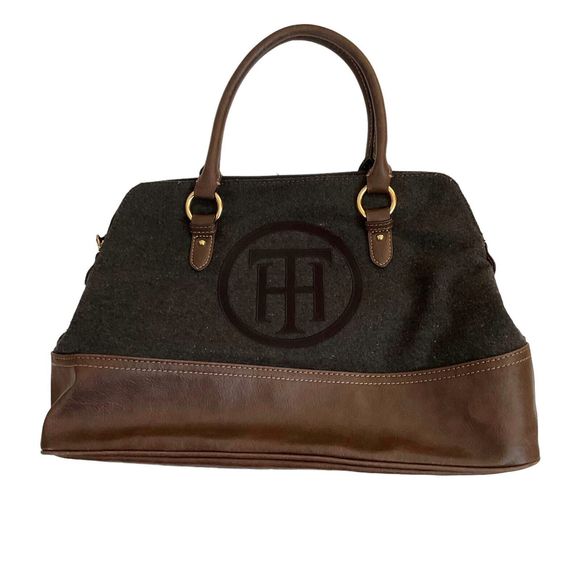 Women's Tommy Hilfiger Monogram Handbag, Gray Flannel, Handles - Picture 1 of 9